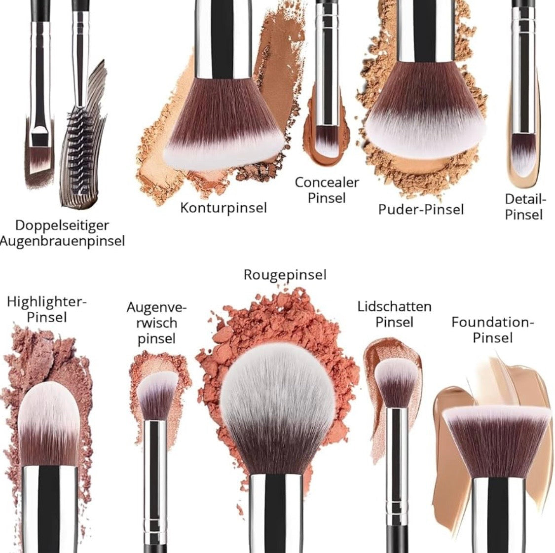 15-teiliges veganes Make-up-Pinselset